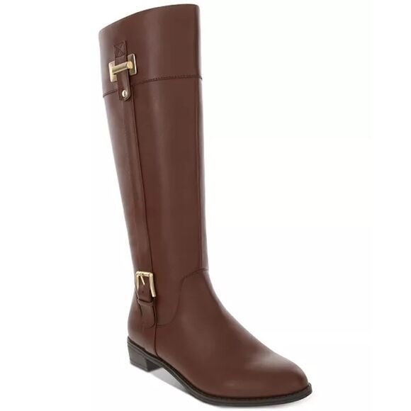 Karen Scott Deliee Wide-Calf Riding Boots Cognac Brown 6.5M New - Picture 1 of 7